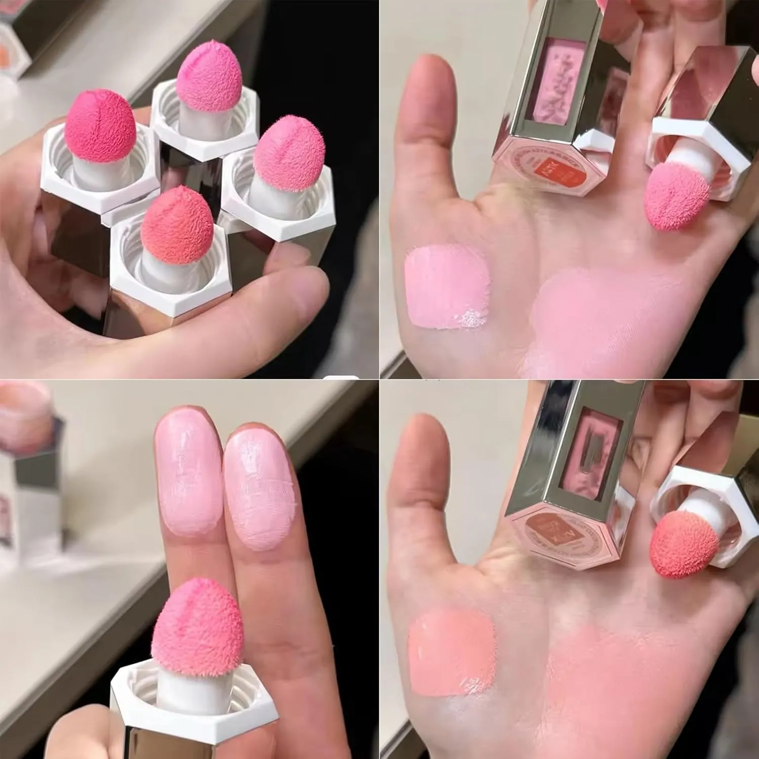 Aztk Jelly Color Liquid Blush Jc04, Mushroom Head Blusher, 2025 New 2 In 1 Contour Beauty Wand Blushs Waterproof Liquid Blush, All-day Highlight Contour with Cushion Applicator(JC01 Sakura Jelly)