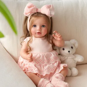 BABESIDE Lifelike Reborn Baby Dolls Dara - 20 Inch Realistic-Newborn Baby Doll Brown Hair Girl Handmade Real Life Toddler Dolls with Clothes and Toy Accessories Gift for Kids Age 3 