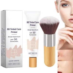 BB Moisturizer Spf 30 - Brightens, Hydrates & Smooths Your Skin, BB Blur Tinted Moisturizer Spf 30, BB Tinted Care Primer with Brush, Full Coverage Concealer Liquid Makeup (Ivory)