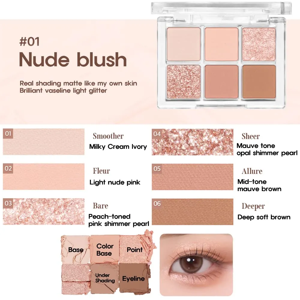 BBIA Ready To Wear Eye Palette - Ultimate Eyeshadow Palette Blendable & Buildable Shade Soft Texture Shimmer Finish Gorgeous Pearls Daily Eye Shadow Colors Vegan Korean Eye Makeup (01 NUDE BLUSH)