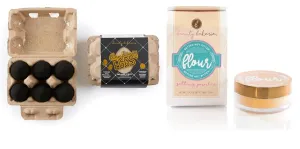 Beauty Bakerie Flour Setting Powder for Foundation, 0.5oz, Plantain (Caramel)   Blending Egg Beauty Sponge Cosmetic Face Blender Sponge Applicator, 6 Pack Set, Black Egg-cellence, 2 Pack Bundle