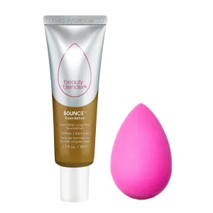 Beautyblender Bounce Liquid Whip Long Wear Foundation (4.40 N Deep Neutral) & Original Pink Beauty Blender Makeup Sponge Bundle
