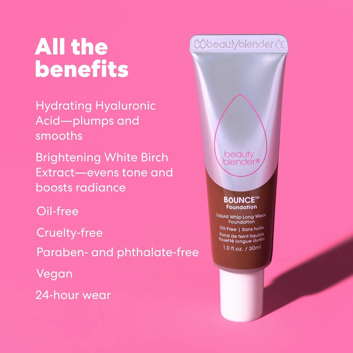 Beautyblender Bounce Liquid Whip Long Wear Foundation, Full Coverage Natural Matte Makeup Foundation, Oil Free 24 Hour Wear, 1.10 N Light Shell
