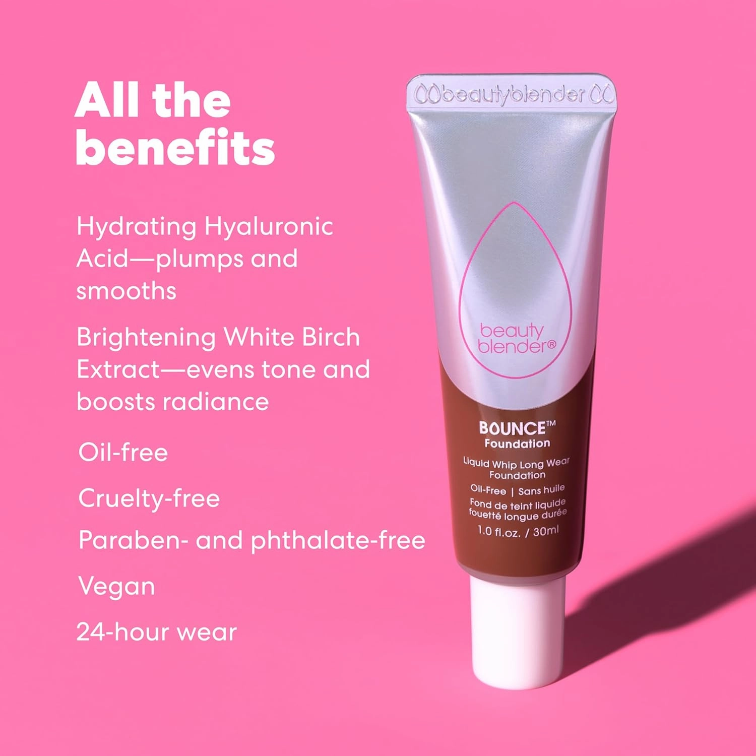 Beautyblender Bounce Liquid Whip Long Wear Foundation, Full Coverage Natural Matte Makeup Foundation, Oil Free 24 Hour Wear, 3.15 C Med Beige Version 2.0