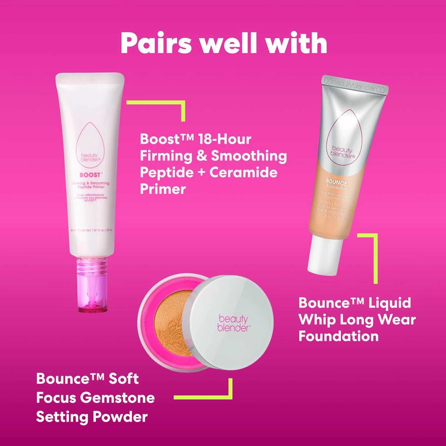 Beautyblender Bounce Liquid Whip Long Wear Foundation, Full Coverage Natural Matte Makeup Foundation, Oil Free 24 Hour Wear, 3.15 C Med Beige Version 2.0