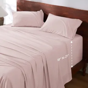 Bedsure Deep Pocket King Sheet Set - Fits Mattresses Up to 21 Inches Thick - 4 Piece GentleSoft Bed Sheets, Moisture Wicking, Soft & Cooling Bedsheet & Pillowcases, Easy & Secure Fit, Blush Pink