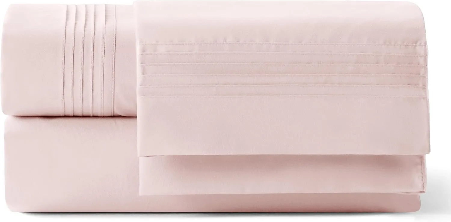 Bedsure Deep Pocket King Sheet Set - Fits Mattresses Up to 21 Inches Thick - 4 Piece GentleSoft Bed Sheets, Moisture Wicking, Soft & Cooling Bedsheet & Pillowcases, Easy & Secure Fit, Blush Pink
