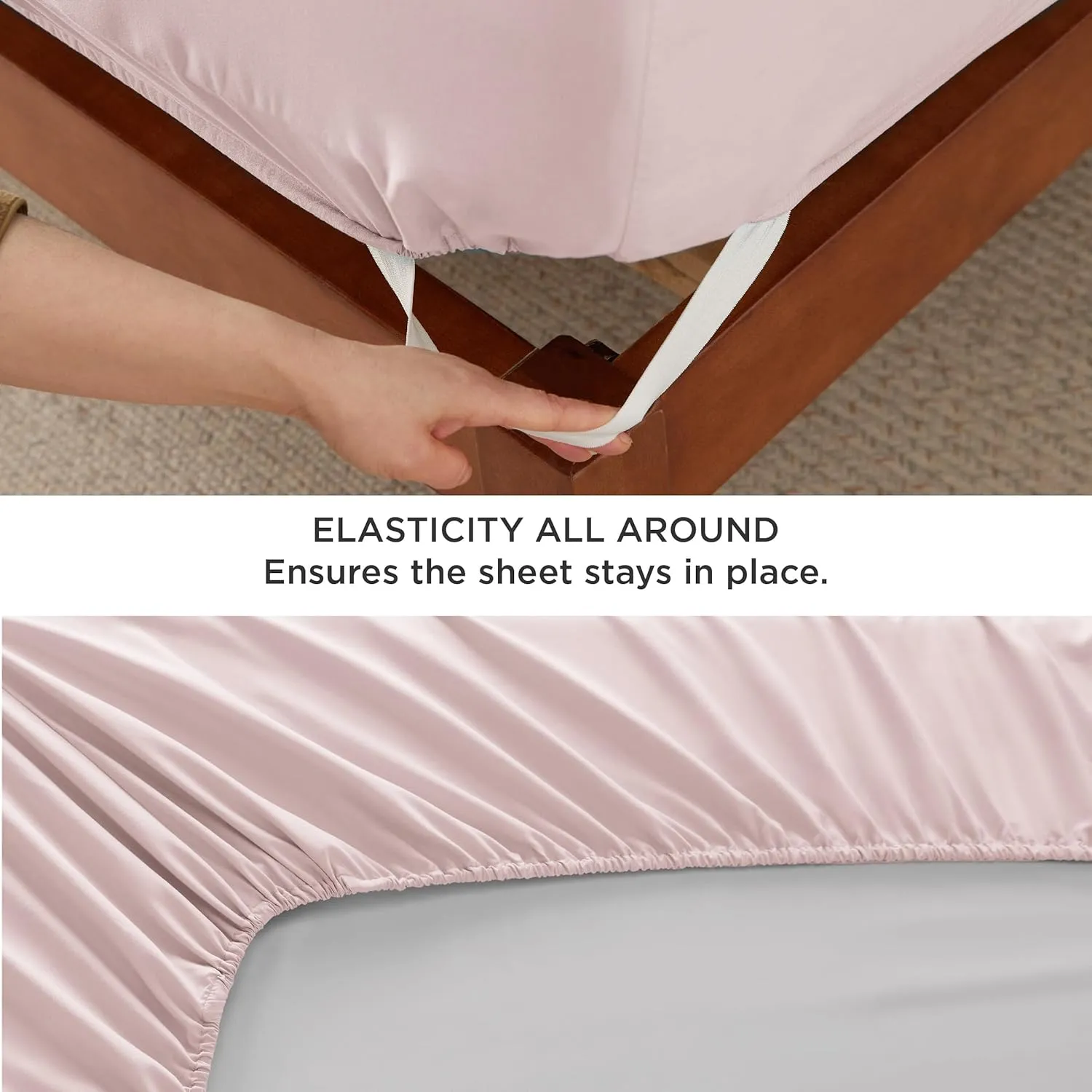 Bedsure Deep Pocket King Sheet Set - Fits Mattresses Up to 21 Inches Thick - 4 Piece GentleSoft Bed Sheets, Moisture Wicking, Soft & Cooling Bedsheet & Pillowcases, Easy & Secure Fit, Blush Pink