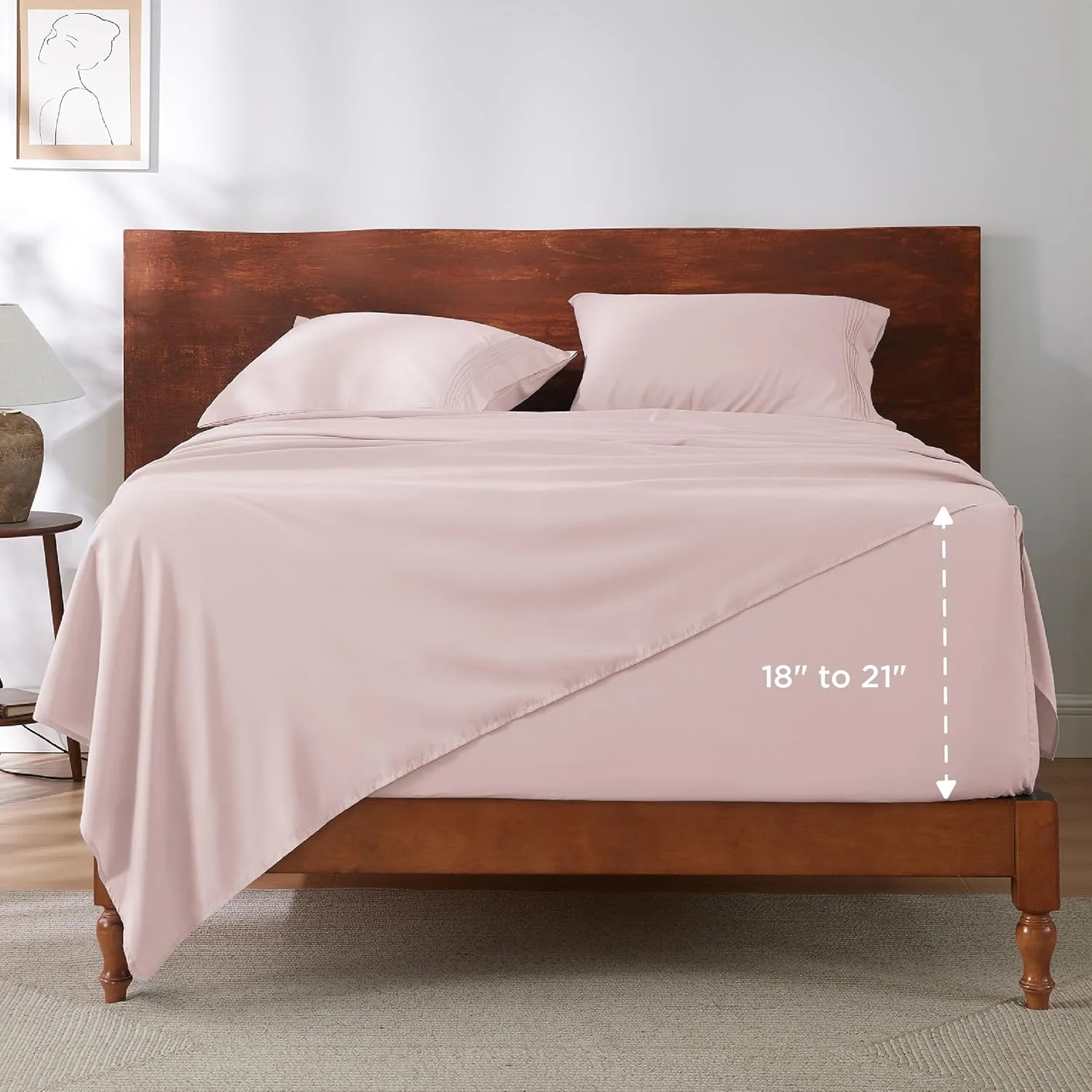 Bedsure Deep Pocket King Sheet Set - Fits Mattresses Up to 21 Inches Thick - 4 Piece GentleSoft Bed Sheets, Moisture Wicking, Soft & Cooling Bedsheet & Pillowcases, Easy & Secure Fit, Blush Pink