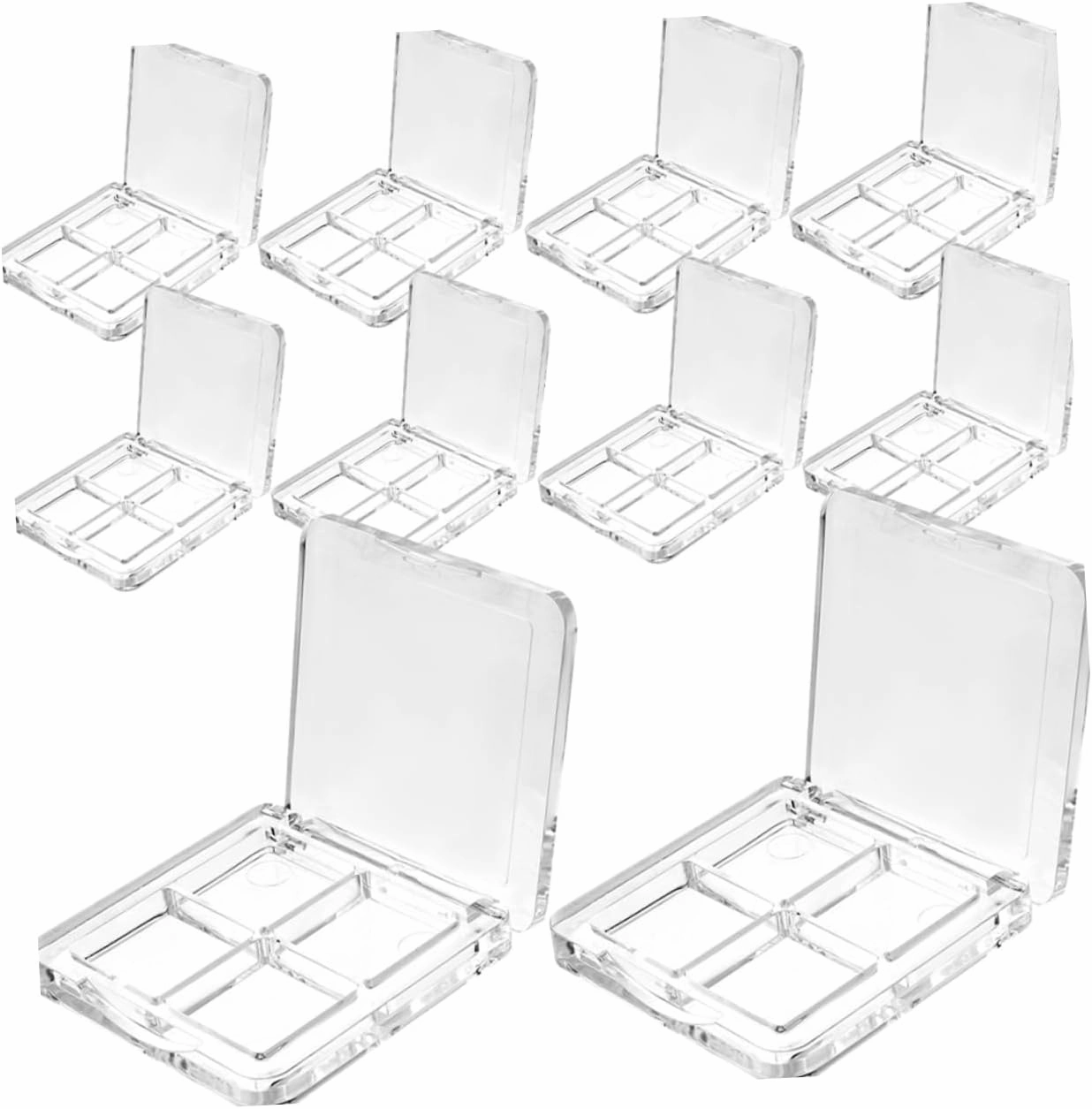 BESTYASH 10Pcs Transparent Eyeshadow Boxes Compartmentalized Makeup Organizer for Eyeshadow Lipstick Blush and Highlighter Versatile Empty Cosmetic Containers