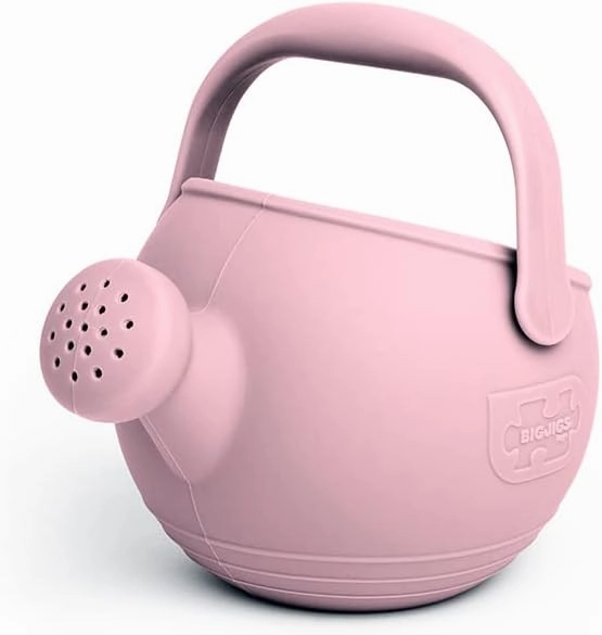 Bigjigs Toys Blush Pink 100% Silicone Childrens Watering Can - Temperature & Stain-Resistant Watering Can Kids, Easy Grip Handle, Sustainable Silicone Toys, Ideal Outdoor Toys & Beach Toys