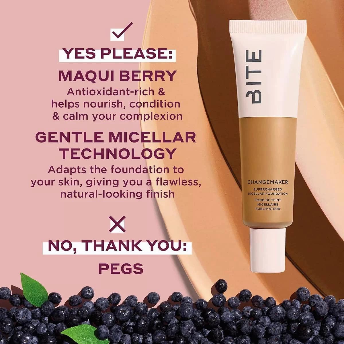 Bite Beauty Changermaker-Supercharged Micellar Foundation shade M65 (30ml/1oz), 1 Ounce