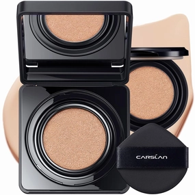 Black Magnet Cushion Foundation - Full Buildable Coverage, Moisturizing, Lightweight, 16H Long-Lasting Glow Looking, Refill Included, 01.Warm Fair