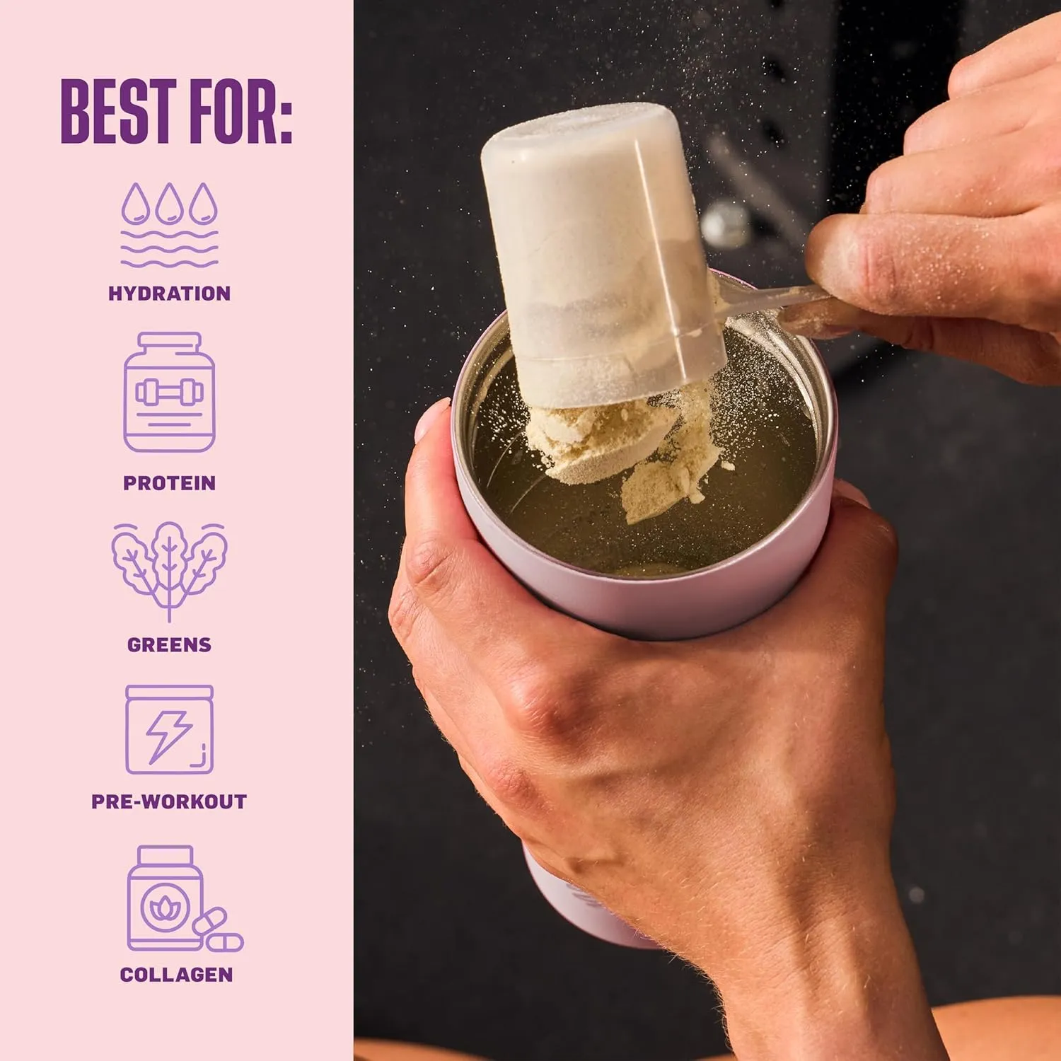 BlenderBottle 2-in-1 Insulated Stainless Steel Shaker Tumbler, Swig Leakproof Lid, Straw, BlenderBall, BPA Free, For Protein Shakes, Smoothies, And Pre Workout, 24 oz, Purple/Pink (Velvet Blush)