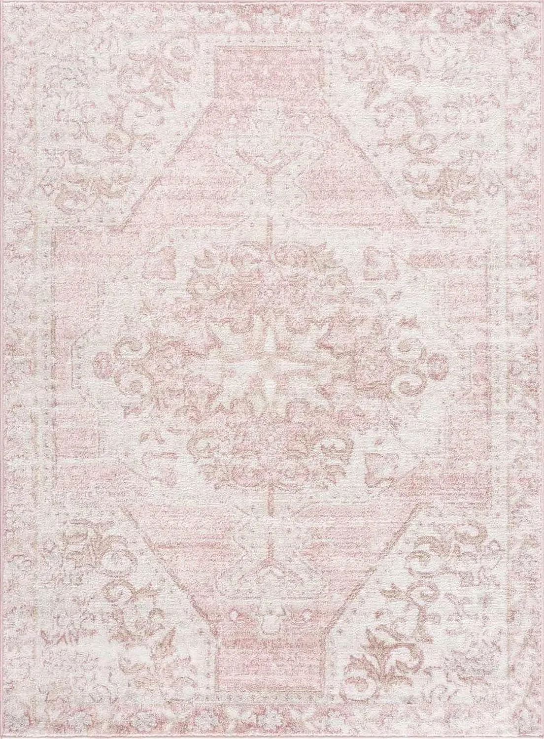 Blush & Light Pink Collection Snead Bohemian Oriental Medallion Runner Rug - Traditional Floral Carpet for Hallway, Kitchen - Blush, Pale Pink, Cream - 2'7" x 7'3" Runner