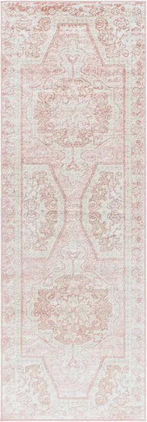 Blush & Light Pink Collection Snead Bohemian Oriental Medallion Runner Rug - Traditional Floral Carpet for Hallway, Kitchen - Blush, Pale Pink, Cream - 2'7" x 7'3" Runner