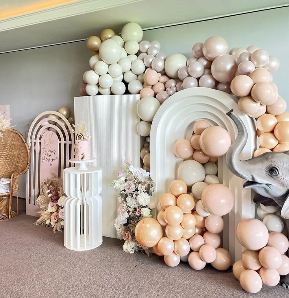 Blush Pink Balloon Garland Double Stuffed Light Pink White Champagne Pearl Balloons Dusty Rose Nude Beige Neutral Balloon Arch Kit for Baby Shower Birthday Bridal Shower Wedding Party Decorations
