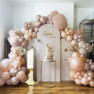 Blush Pink Balloon Garland Double Stuffed Light Pink White Champagne Pearl Balloons Dusty Rose Nude Beige Neutral Balloon Arch Kit for Baby Shower Birthday Bridal Shower Wedding Party Decorations