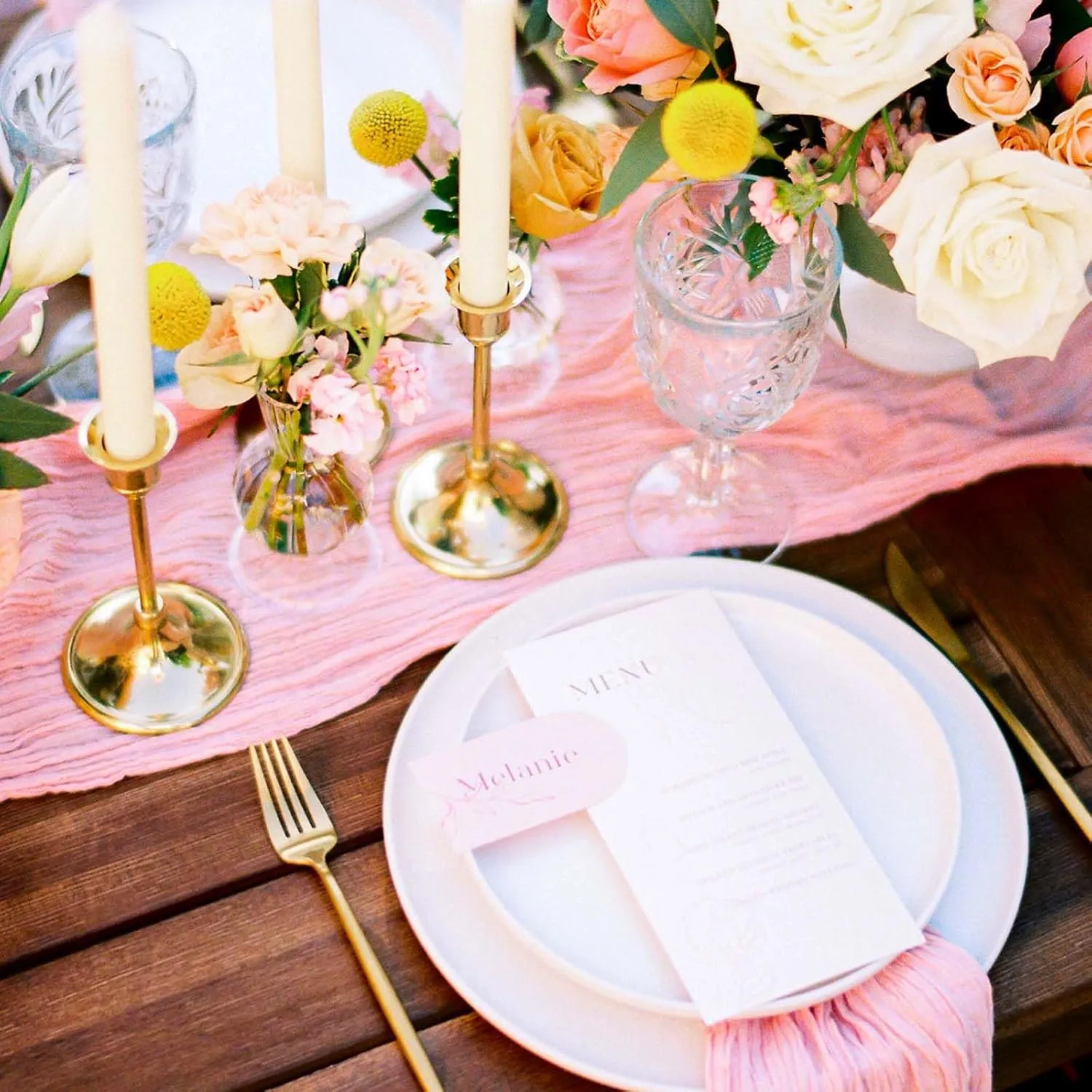 Blush Pink Cheesecloth Table Runner 13 Ft and 12 Napkins, Rustic Gauze Table Runner with Napkins for Boho Wedding Bridal Baby Shower Birthday Farmhouse Dinner Table