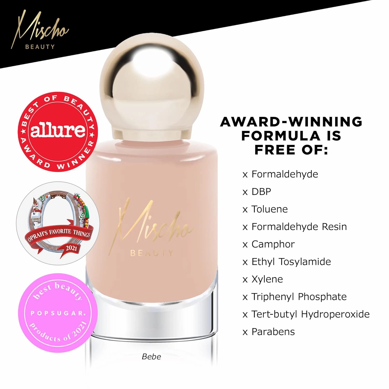 Blush Beige Nail Colors, Bebe Nude Summer Color, Chip Resistant Gel-Like Vegan Nail Polish, Pale Neutral, 10 Free & Animal Cruelty Free, 0.37 fl oz (Pack of 1)