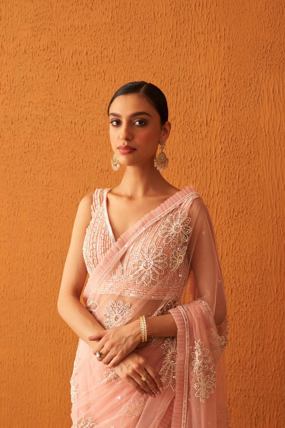 Blush Pink Net Saree
