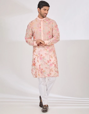 Blush Pink Thread Work Kurta Set