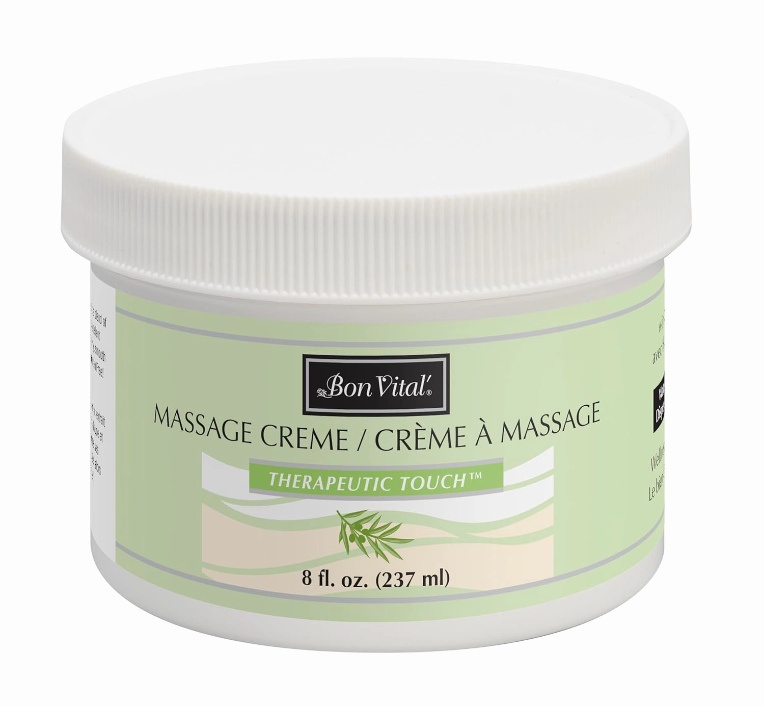 Bon Vital' Therapeutic Touch Massage Creme, Professional Massage Therapy Cream with Olive Oil to Repair Dry Skin & Soothe Sore Muscles, Full Body Moisturizer, 8 Ounces (Packaging May Vary)