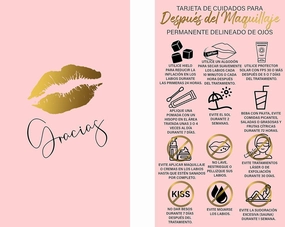 BRAWNA 100 Pink Spanish PMU Lip Blush Aftercare Thank You Cards - Instrucciones Para El Cuidado Después Del Rubor De Labios Permanente - PMU Supplies - Microblading Kit - Pink