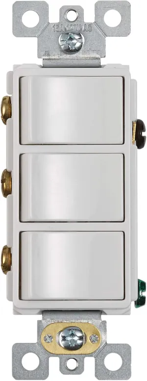 Broan-NuTone P3RW Three-Rocker Switch for Bathroom Exhaust Fan, White Wall Control Knob