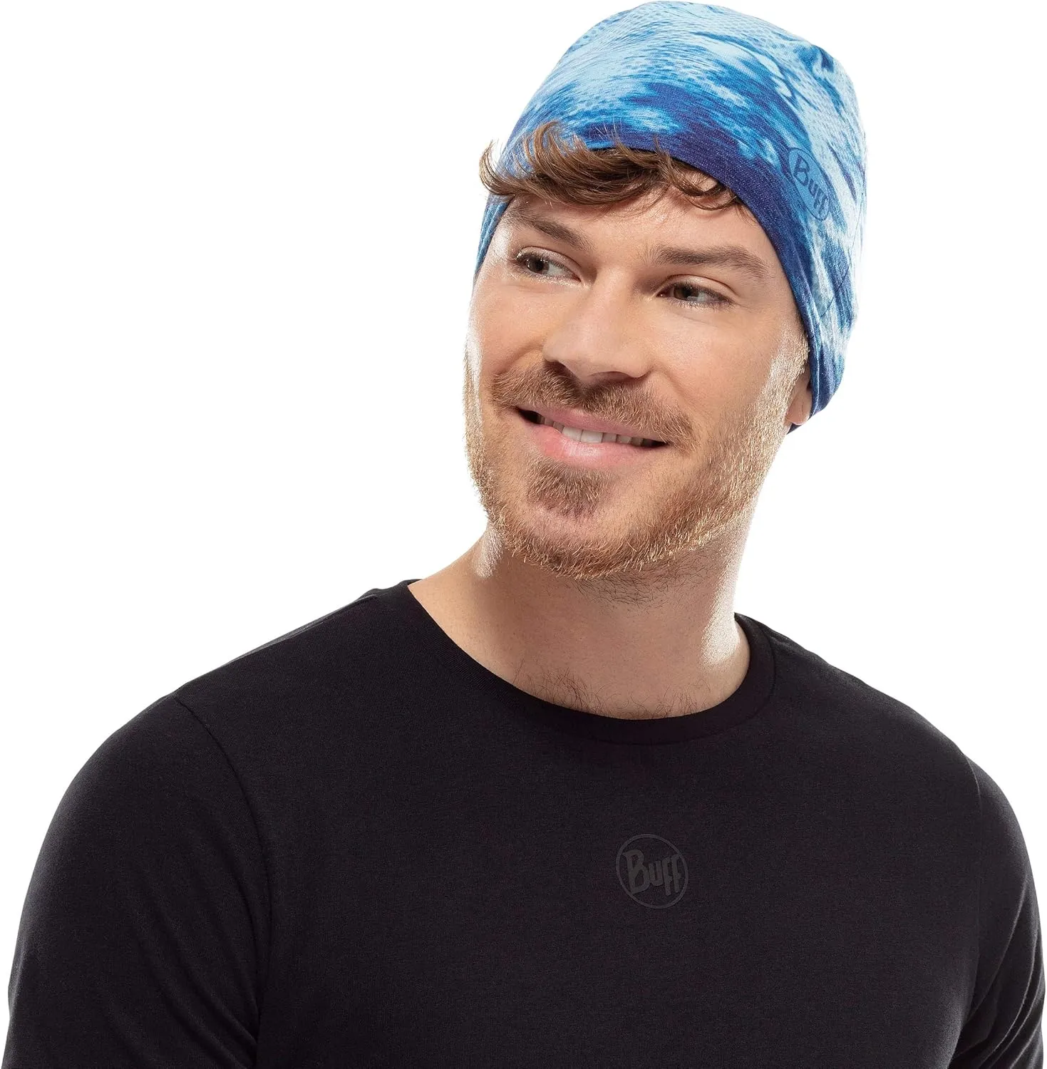 BUFF CoolNet UV Neck Gaiter, UPF 50 Sun Protection, Breathable, Versatile, Quick Dry Face Mask, Black & Blue, Adult Size
