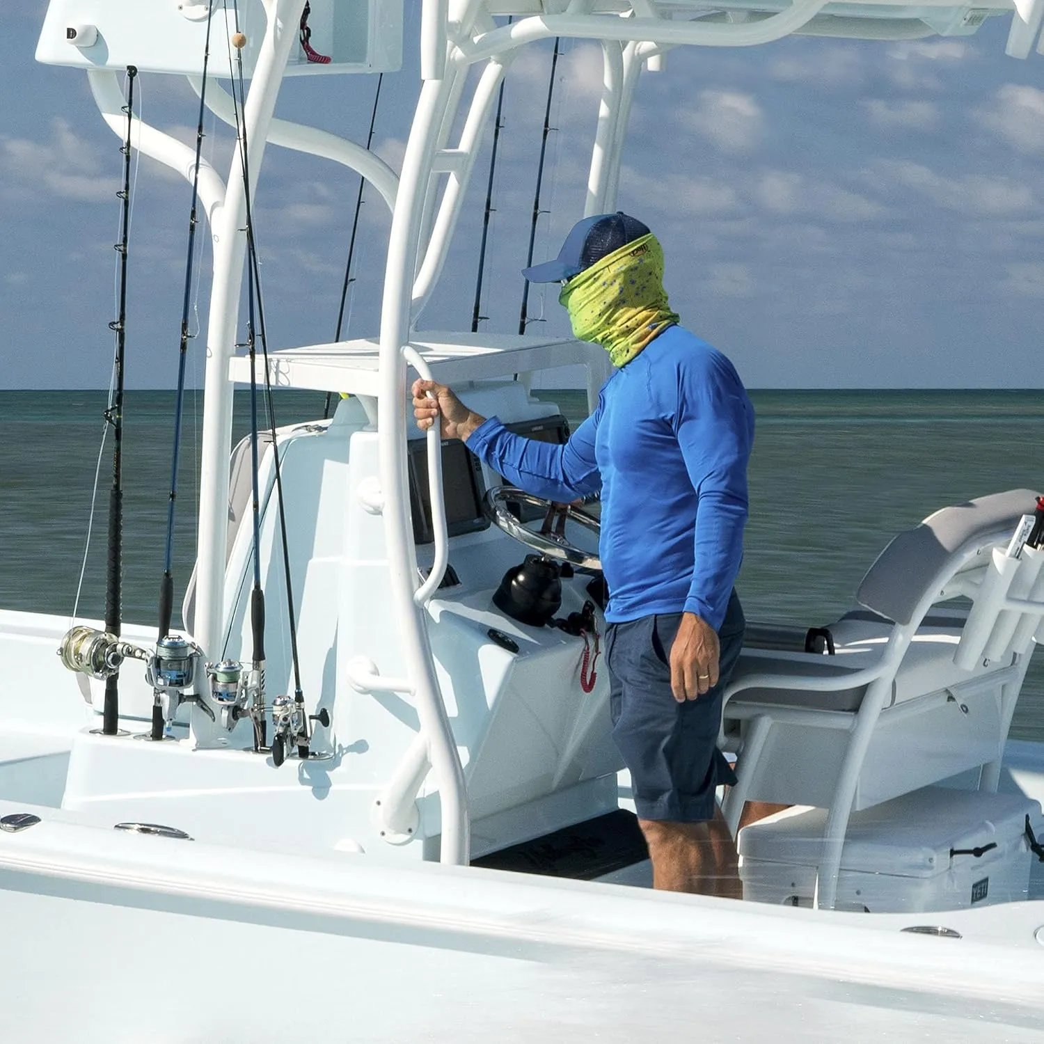 BUFF CoolNet UV Neck Gaiter, UPF 50 Sun Protection, Breathable, Versatile, Quick Dry Face Mask, Fishing Designs, Adult Size