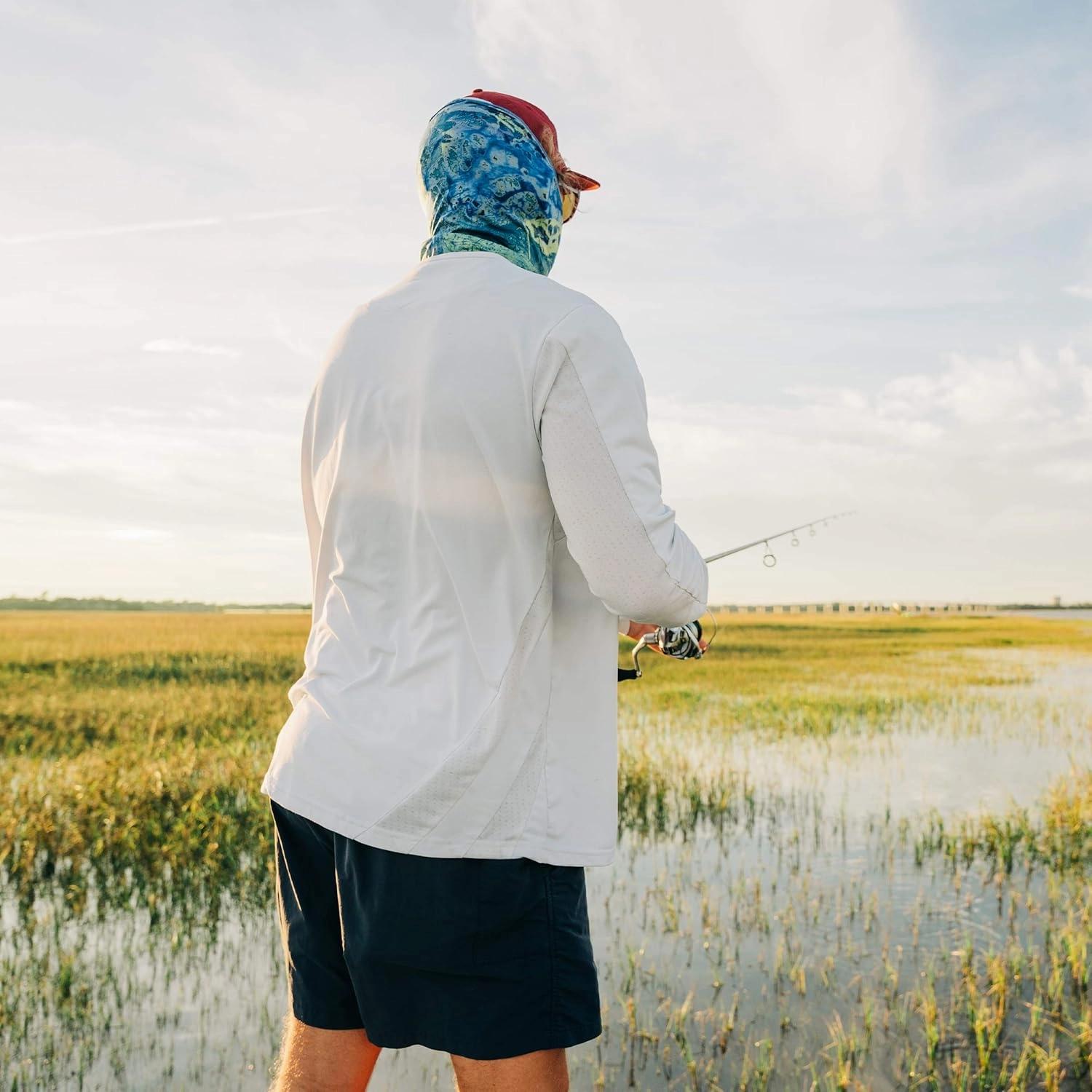 BUFF CoolNet UV Neck Gaiter, UPF 50 Sun Protection, Breathable, Versatile, Quick Dry Face Mask, Fishing Designs, Adult Size