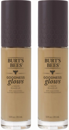 Burts Bees Goodness Glows Liquid Makeup, Soft Honey - 1.0 Ounce (Pack of 2)