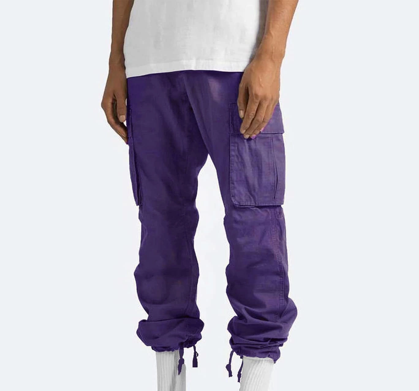 Cargo Pants for Men Casual Baggy Utility Work Hiking Joggers Relax Fit Big and Tall Trousers with Multi Pockets