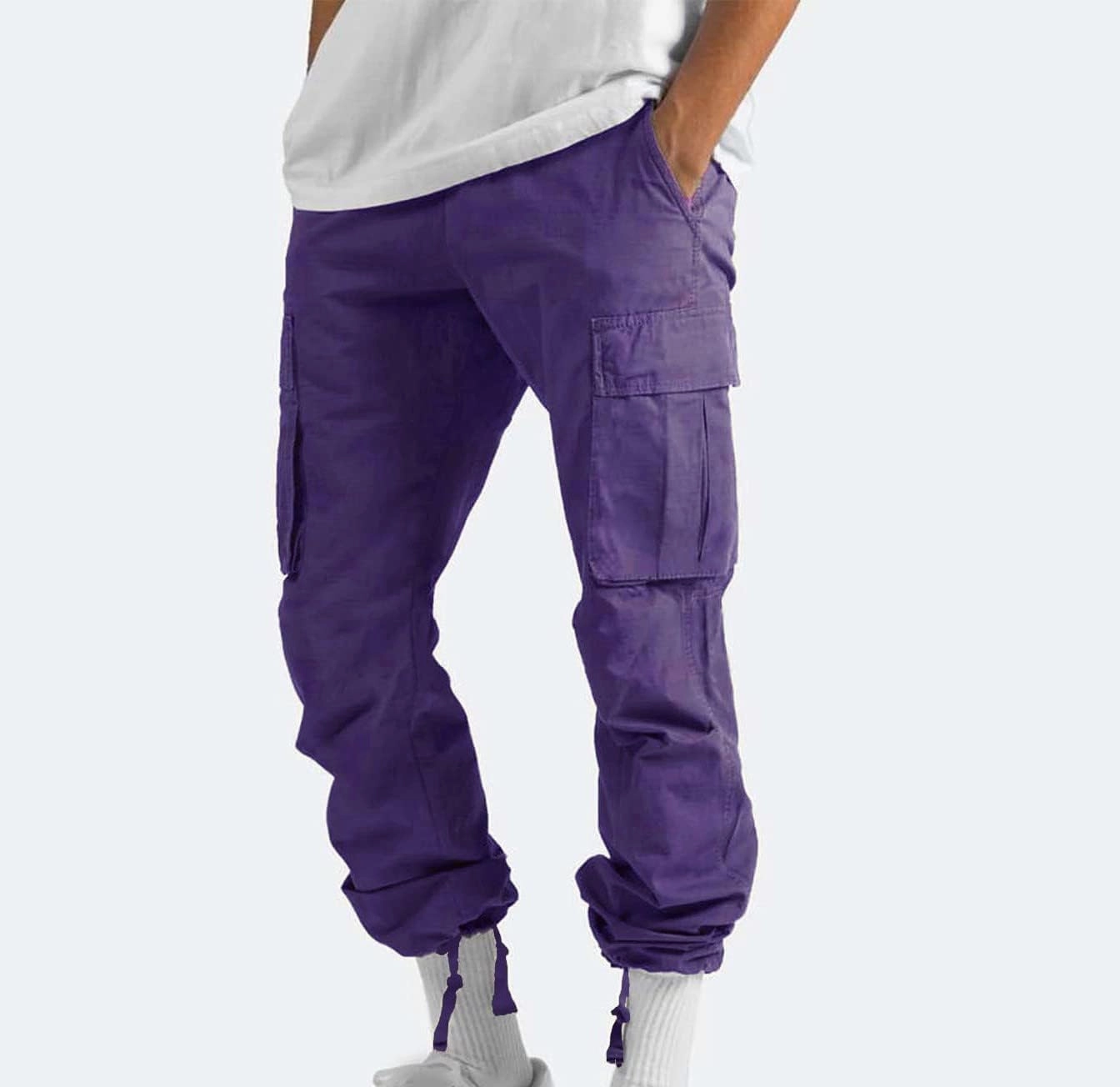 Cargo Pants for Men Casual Baggy Utility Work Hiking Joggers Relax Fit Big and Tall Trousers with Multi Pockets