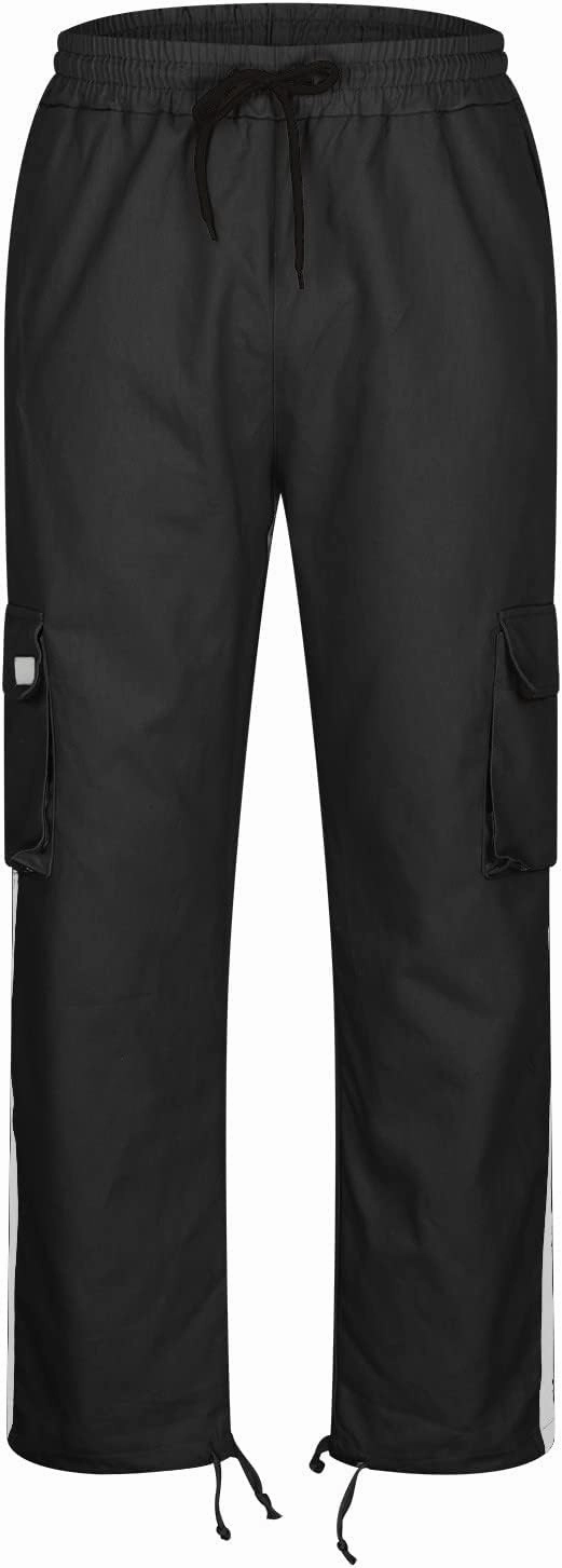 Cargo Pants for Men Relax Fit Elastic Waist Drawstring Pants Fishing Travel Outdoor Stretch Trousers with Pockets