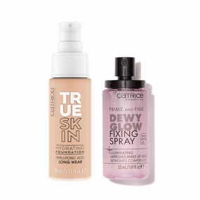 Catrice | True Skin Foundation 04 & Prime & Fine Dewy Glow Spray Bundle | Full Coverage Makeup | Vegan & Cruelty Free