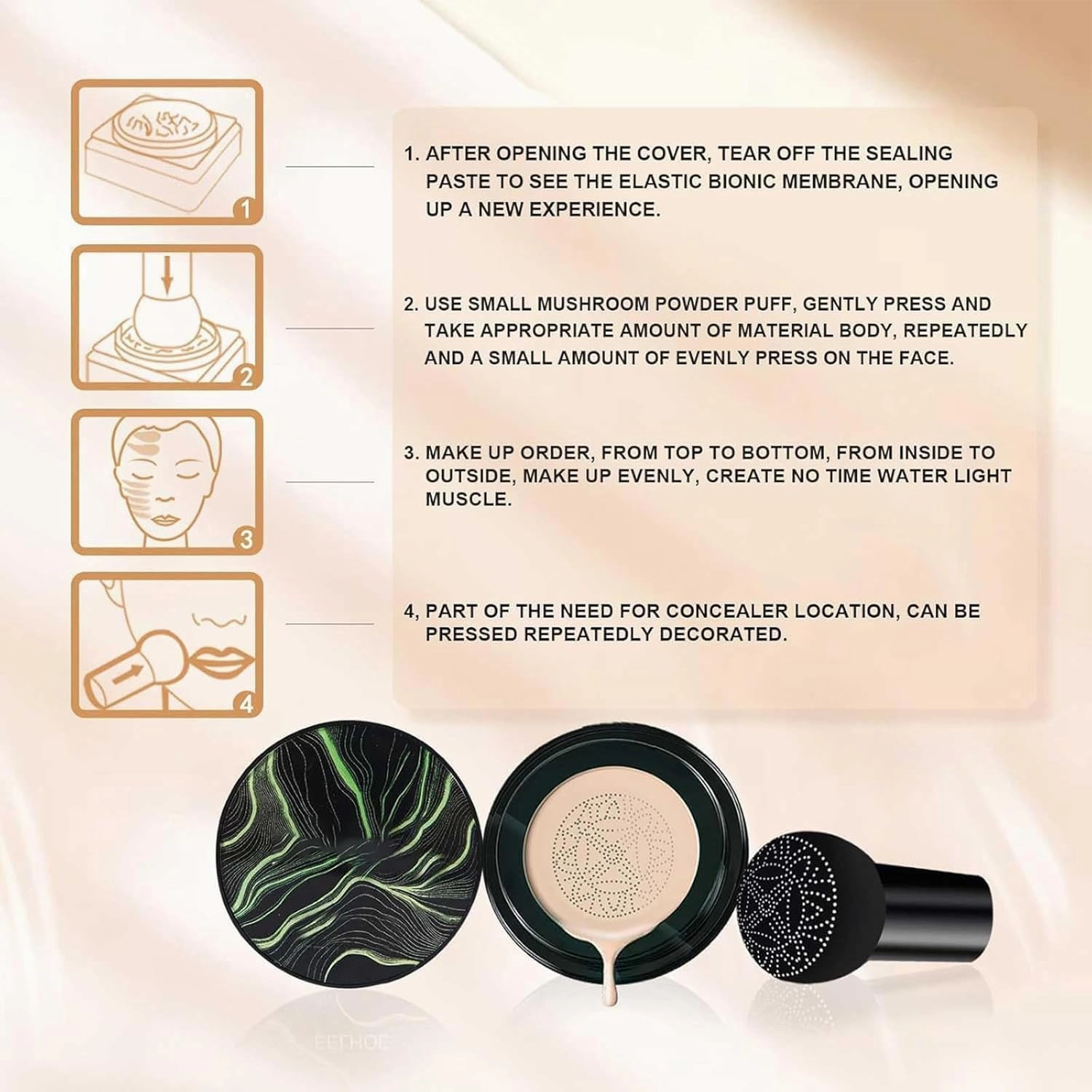 Cedar and Ash Cc Cream, Cedar and Ash Makeup, 2pack Mushroom Head Cushion Cc Cream, Lightweight Foundation, Hydrating Cushion Formula, Natural Finish, Suitable for All Skin Types (Natural, 2)