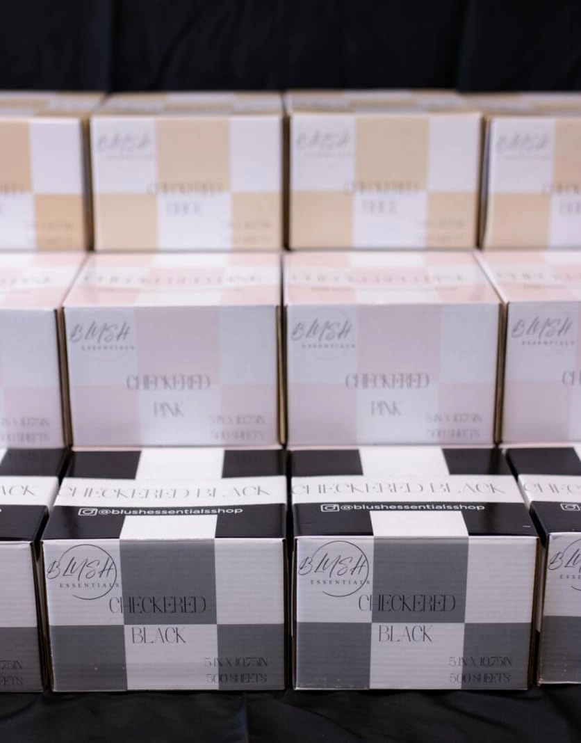 Checkered Trio (Pink, Beige, Black) Hair Salon Pop Up Foils, Aluminum Foil Sheets for Highlighting and Coloring, Salon Hair Foils, 5"x10.75", 500 Foil Sheets (3)
