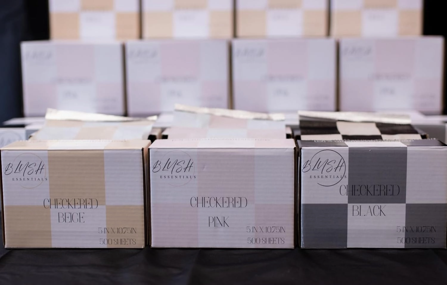Checkered Trio (Pink, Beige, Black) Hair Salon Pop Up Foils, Aluminum Foil Sheets for Highlighting and Coloring, Salon Hair Foils, 5"x10.75", 500 Foil Sheets (3)