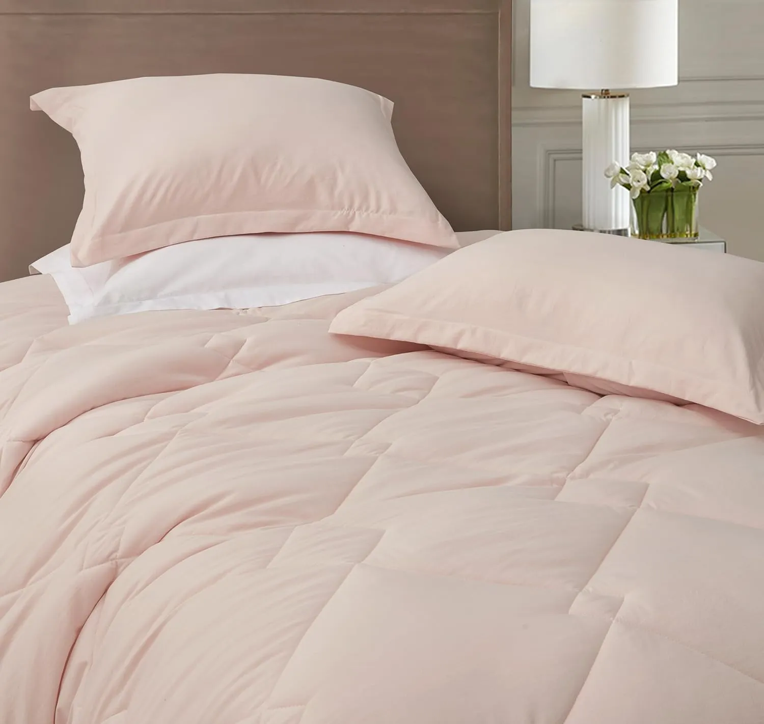 Chezmoi Collection Logan Blush Pink Comforter Set Queen Size 3-Piece Soft Lightweight Stone-Washed Microfiber Comforter Set for All Season (1 Comforter 90x92, 2 Shams)