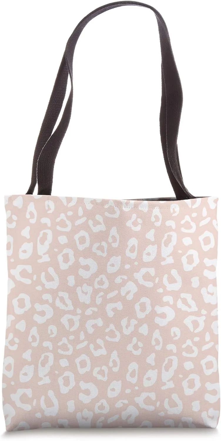 Chic Blush Pink & White Leopard Animal Print Pattern Tote Bag