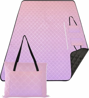 CHIFIGNO Blush Pink Mauve Gradient Sand Free Beach Blanket Waterproof Outdoor Blankets for Grass Cute Picnic Blanket Mat Foldable 80" x 60"