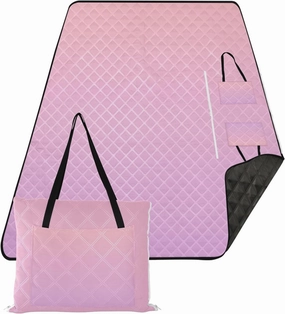 CHIFIGNO Blush Pink Medium Lavender Magenta Gradient Sand Free Beach Blanket Waterproof, Outdoor Blanket Camping Mat Cute Picnic Mat Foldable, 80" x 60"