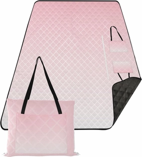 CHIFIGNO Blush Pink White Gradient Beach Blankets Waterproof Sandproof Foldable Picnic Blankets Large Outdoor Play Mat for Grass 80" x 60"