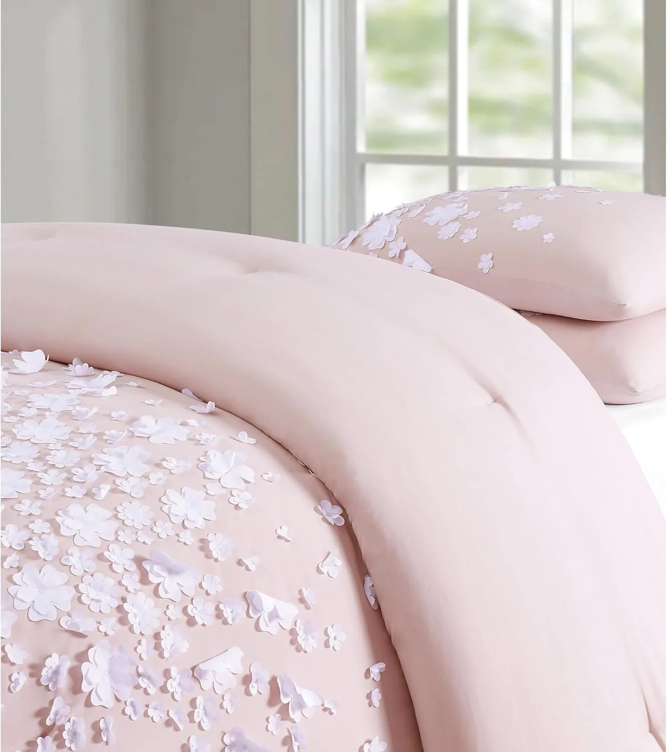 Christian Siriano NY Confetti Flowers Duvet Set, King, Blush Pink 3 Piece