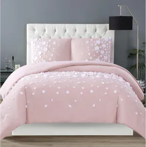 Christian Siriano NY Confetti Flowers Duvet Set, King, Blush Pink 3 Piece