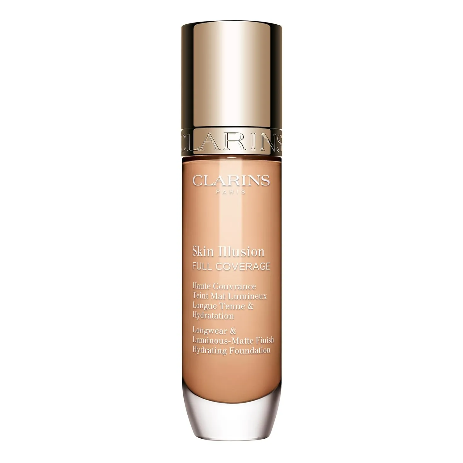 Clarins NEW Skin Illusion Longwear Full Coverage Foundation | Luminous Matte Finish | 24H* Hold and 24H** Hydration | Natural Looking Complexion | Transfer Proof, Sweat Proof and Smudge Proof