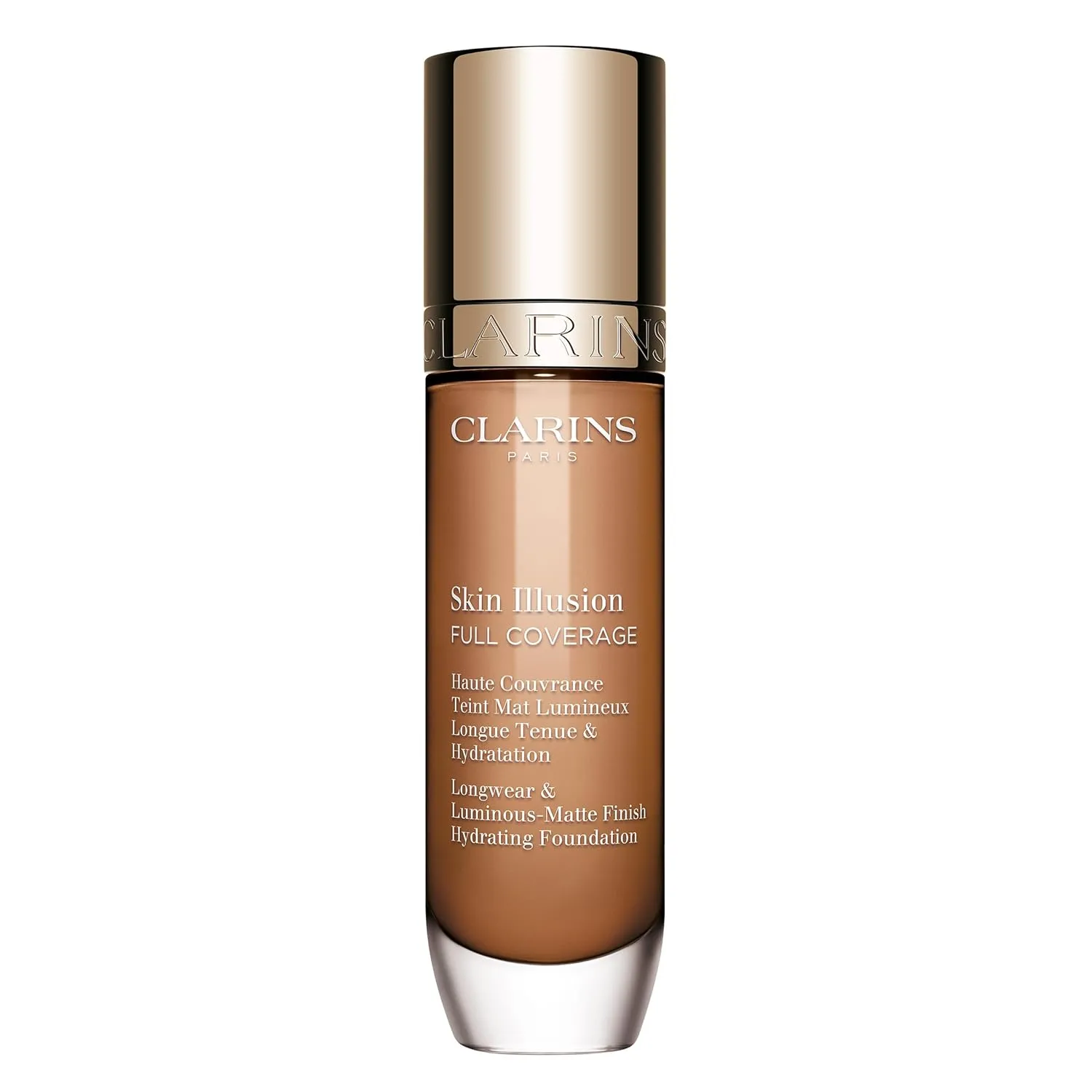 Clarins NEW Skin Illusion Longwear Full Coverage Foundation | Luminous Matte Finish | 24H* Hold and 24H** Hydration | Natural Looking Complexion | Transfer Proof, Sweat Proof and Smudge Proof