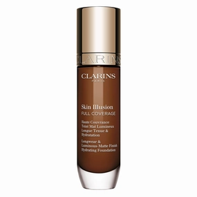 Clarins NEW Skin Illusion Longwear Full Coverage Foundation | Luminous Matte Finish | 24H* Hold and 24H** Hydration | Natural Looking Complexion | Transfer Proof, Sweat Proof and Smudge Proof